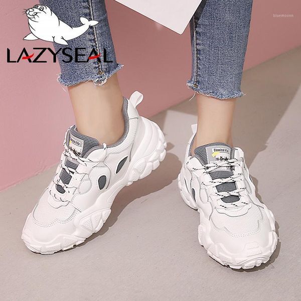 

boots lazyseal air mesh ladies sneakers women shoes woman height increasing ankle for lace-up round toe walking shoes1, Black