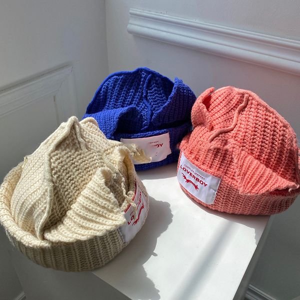 

new cat ears knitting hat super cute cat knitting wool cold hat pig pig knitting ladies hat 10 colors optional, Blue;gray