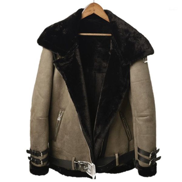 

fashion street mens faux lamb fur coat automotive winter warm fur leather jackets 5xl loose fit outwear clothes european style1, Black