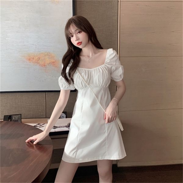 

2021 new french puff sleeve strawberry women's summer dress new hyun ya style short high a-line xaox, Black;gray