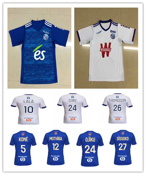 

mens 20 21 maillot rc strasbourg alsace soccer jersey home away 2020 2020 football djiku thomasson lala mothiba sissoko football jersey, Black;yellow