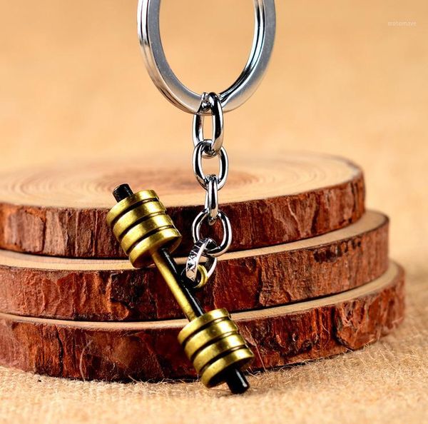 

keychains by dhl 100pcs/lot est zinc alloy mini barbell dumbbell keyrings for fitness jewelry gifts1, Silver