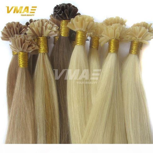 

vmae european brazilian 1g s 100g natural black brown blonde double drawn straight keratin nail pre bonded u tip virgin human hair extension