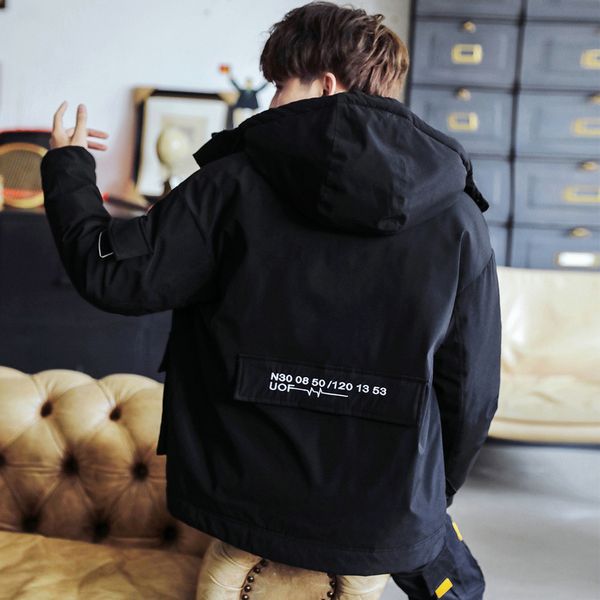 

men's coat winter 2020 new couple korean loose trend large size tooling down cotton padded jacket, Black