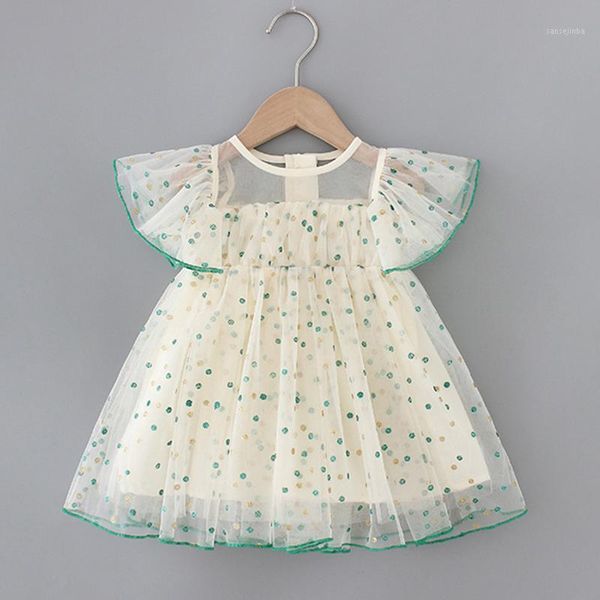 

baby girls clothes children baby dresses girl lace princess party baptism dresses puff sleeve sequin dots kids outfits clothes1, Red;yellow