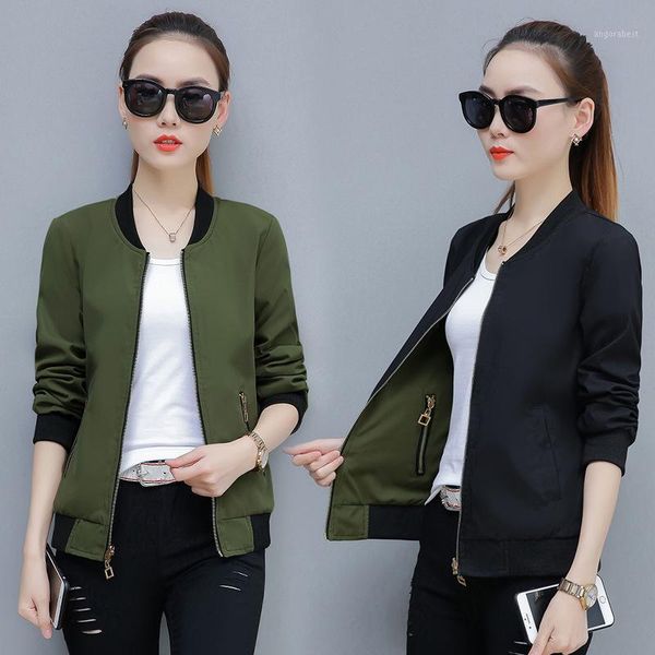 

women windbreaker new spring double-sided wear short jacket korean wild autumn coat outerwear female baseball uniform plus size1, Tan;black