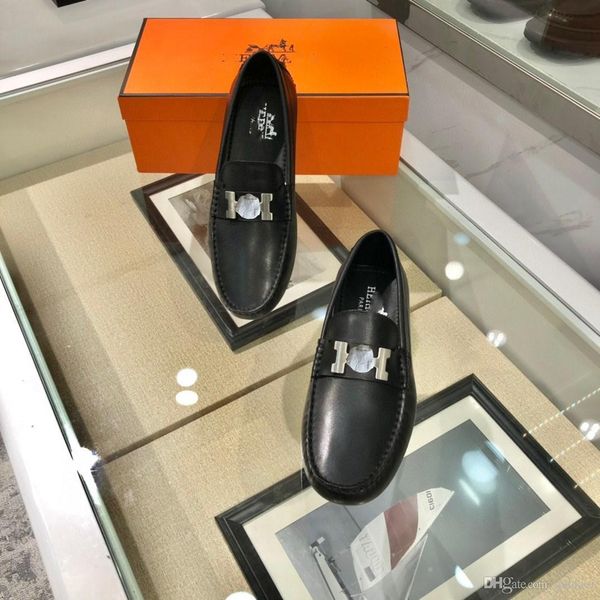 

mm big size 38-46 mens dress italian leather shoes luxury brand men's loafers genuine leather formal loafers moccasins men, Black
