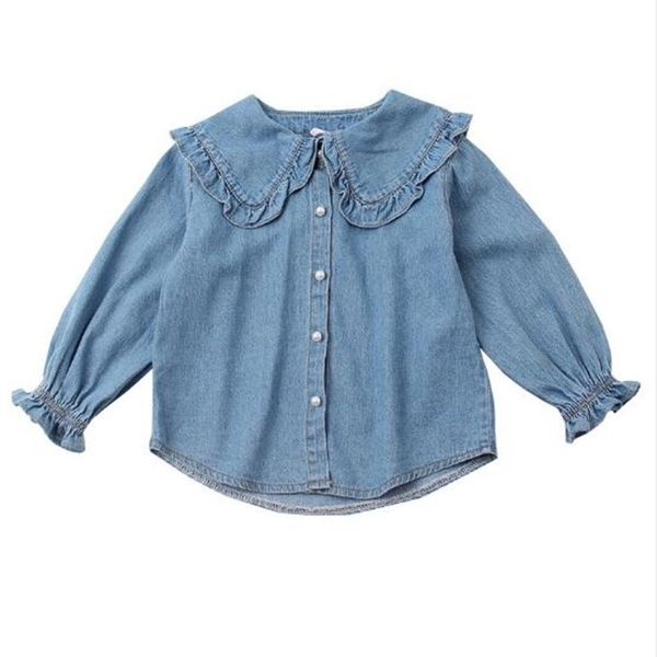 

spring cute baby girls denim blouse children kids long sleeve shirts fashion cotton girls cardigan kids denim jacket 1-6yrs lj200812, White;black
