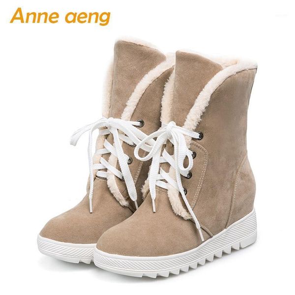 

winter women ankle boots height increasing square toe lace-up fashion ladies women shoes yellow snow boots big size 34-431, Black