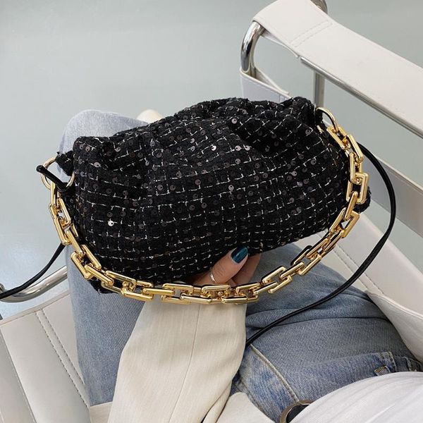 

woolen pleated cloud crossbody handbag elegant ladies chain shoulder clutch dumpling shoulder messenger bags