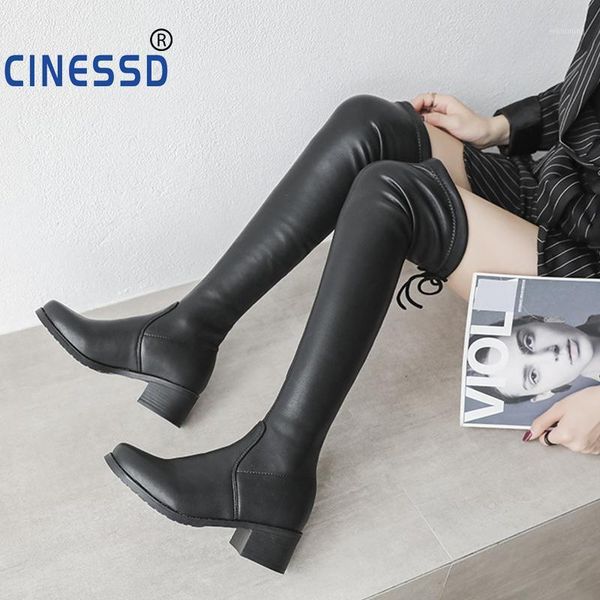 

boots women black over the knee female autumn winter lady thigh high large size 441