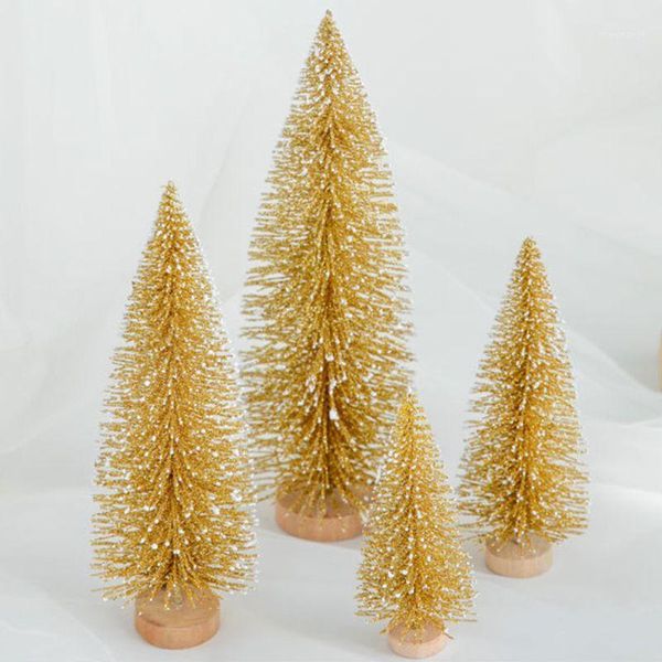 

small flocked artificial christmas tree snow globe dÃ©cor cute unique mini frosted bottle brush trees pretty party decorations1