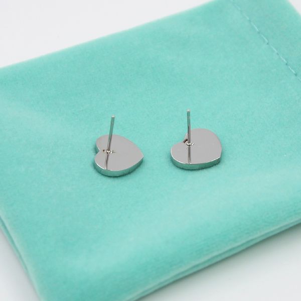 

new style stainless steel fashion 10mm and 14mm love ear stud jewelry heart-shaped pendant earrings for women's party wedding gifts who, Golden;silver