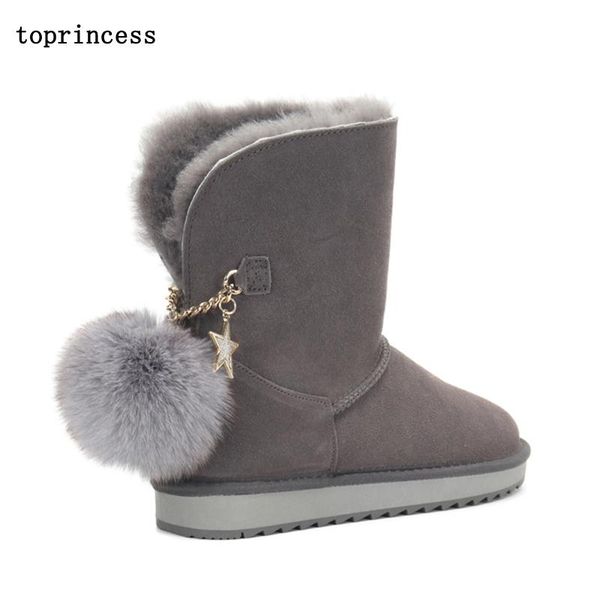 

zx15-1 incess new style ankle boots metal star sheep fur winter snow boots for women warmth and comfort with platform, Black