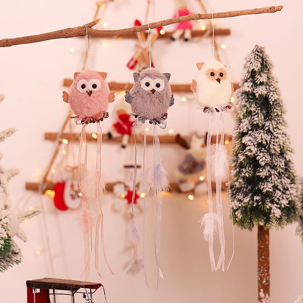 

happy cute gift new creative year ornaments owl doll tree plush ball pendant christmas decor