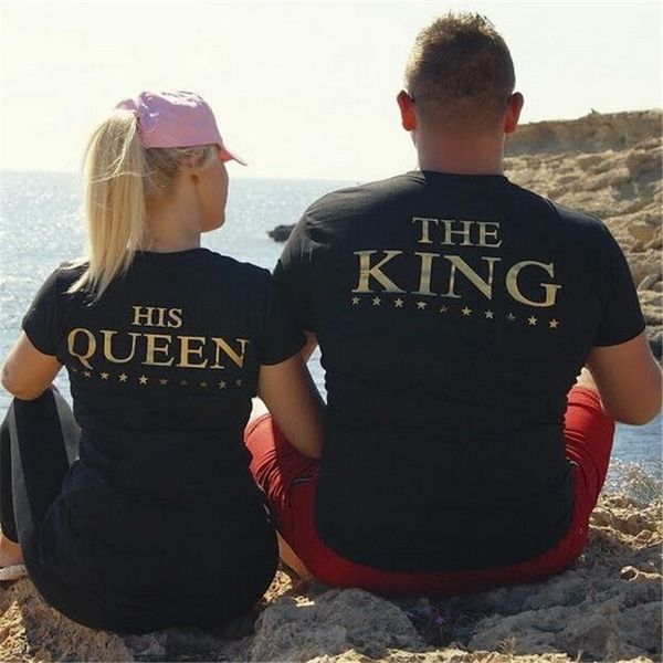 

koxlo king queen ljhoi printed black lovers short sleeve king queen printed cotton black lovers t-shirt short sleeve t-shirt cotton, White
