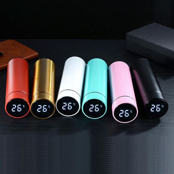 

2019 new style smart thermos, led display temperature double wall 304 stainless steel cup vacuum flask straight cup