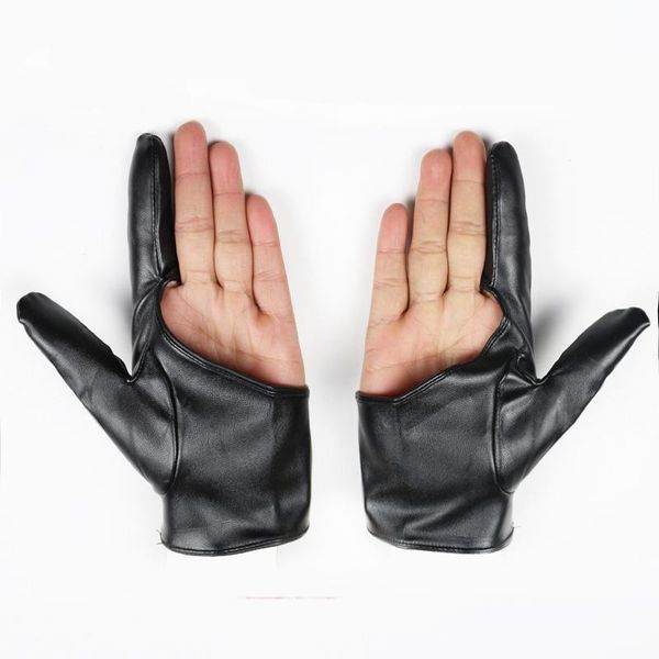 

five fingers gloves ladies faux leather performance female street dancer long finger thin section nightclub dance a73, Blue;gray