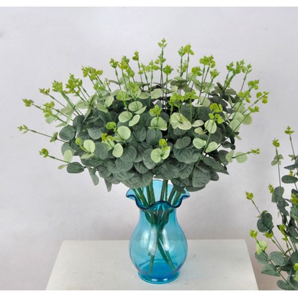 

50cm eucalyptus artificial leaves branches wedding home decoration 16 heads green faux tree leaf for flower decor fake plant f wmtywb