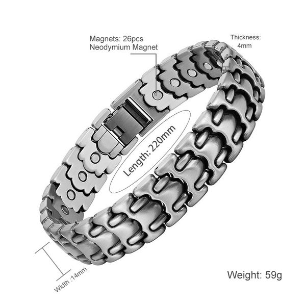 Vintage antik gümüş renk manyetik bilezik erkekler için bileklik 26 adet mıknatıslar charm sağlık bilezikler takı hediye