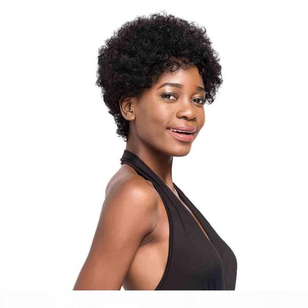 

afro kinky curly hair short human hair capless wigs natural color virgin hair bob short wigs for black women, Black;brown