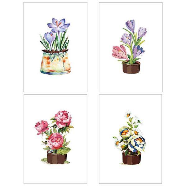 

frames 4pcs frameless decorative hanging pictures flower bonsai pattern modern wall art paintings for home living room decoration