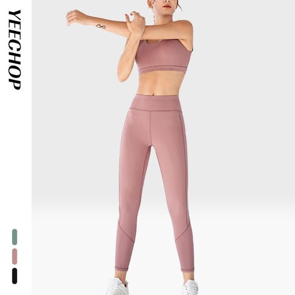 

yoga outfits yeechop women seamless 2 piece set gym clothes bra+ high waist legging workout sets women's fitness sportswear suit1, White;red