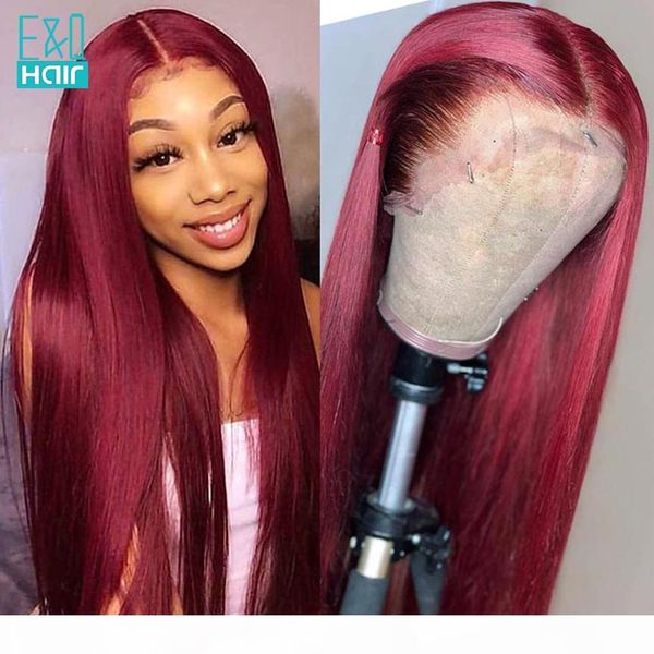 

transparent lace wigs 99j colored part lace front human hair wigs for black women brazilan remy straight front wig 180%, Black;brown