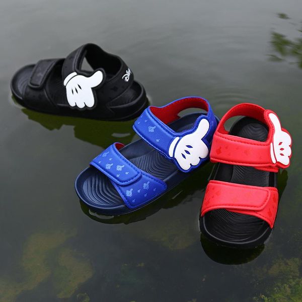 

athletic & outdoor 2021 brand summer beach sandals kids boys leather shoes casual sport for little toddler, Black