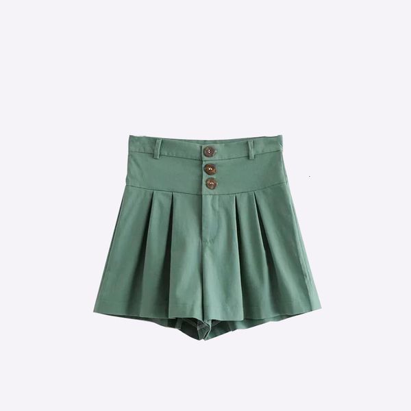 

2021 new vintage autumn safari cotton liinen short skirts high drapeated regular bottons if fit women's shorts without m3xb, White;black