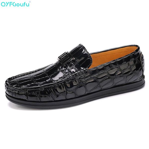 

qyfcioufu 2020 genuine leather men casual shoes mens loafers breathable driving shoes slip on comfy moccasins, Black