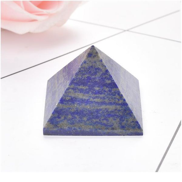 

natural crystal pyramid lapis lazuli healing stone reiki energy quartz meditation ornaments natural stone carved tow qyluxo, Black