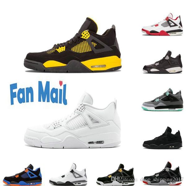 

2020 4 4s basketball shoes og bred thunder pure money cactus jack black cat sports sneakers male trainers size 7-12