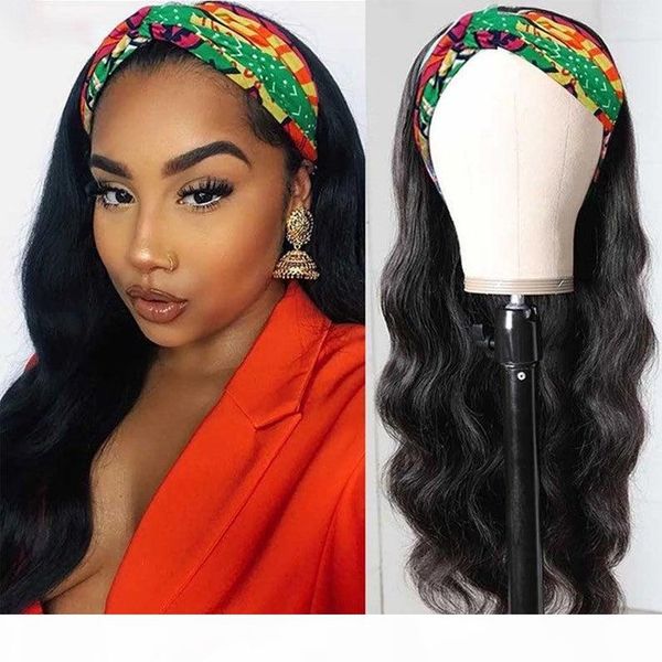 

объемная волна человеческих волос парики полный конец оголовье парики волос повязки машины сделано человека парик для чернокожих женщин, Black;brown