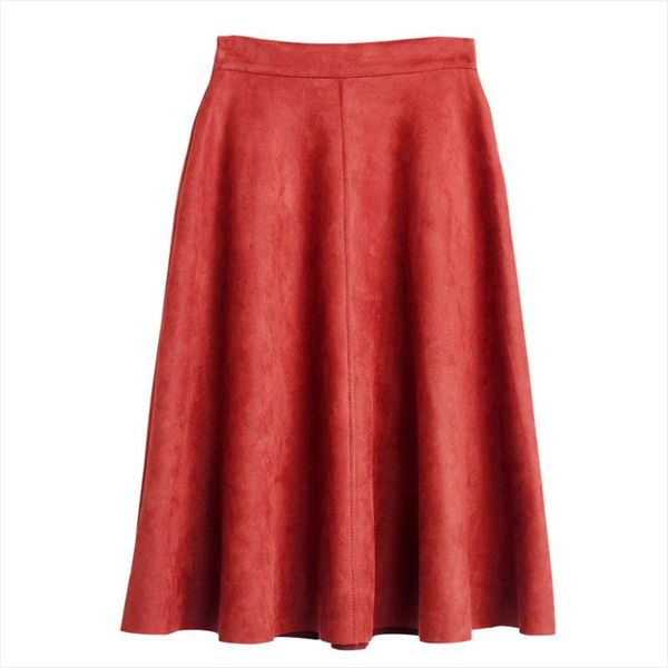 

new suede midi skirt women fashion 2020 autumn winter korean knee length a line high waist skirts female casual school vestidos, Black
