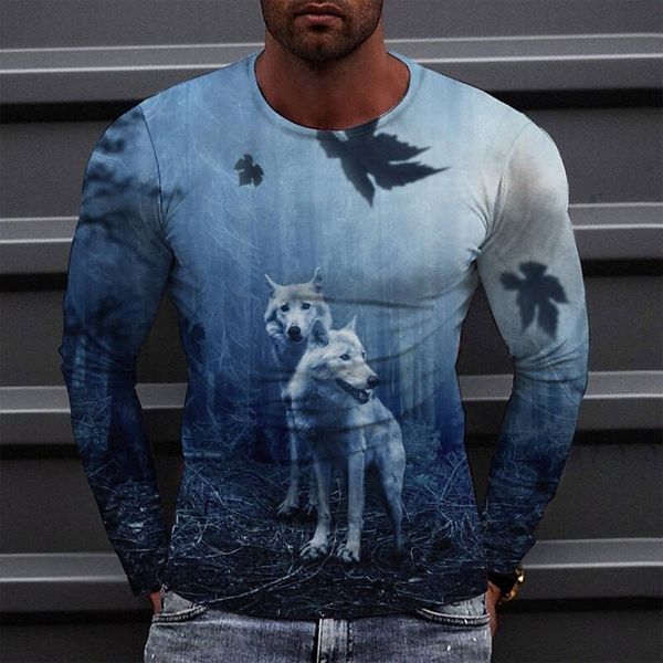 

men's tee t shirt 3d print graphic round neck casual daily print long sleeve fashion designer comfortable big and tall blue f8xz#, White;black