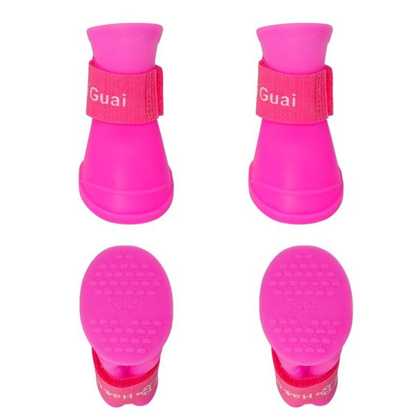 

4pcs waterproof pet dog shoes summer anti-slip rubber rain boots protective for small cats dogs candy color puppy socks bbytjb