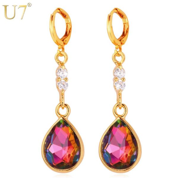 

dangle & chandelier u7 classic earrings fashion jewelry for women trendy gold/silver color red cubic zirconia drop e715