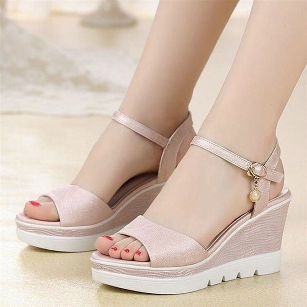 

size 35-40 new novelty summer female sandals women's wedges super high heels shoes woman collocation daily dress shoes w303 y200405, Black