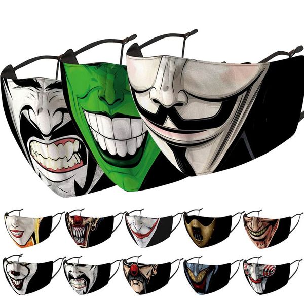 

desigern face masks fashion face mask clown printed masks dustproof windproof haze pm2.5 filter wash facemask in stock