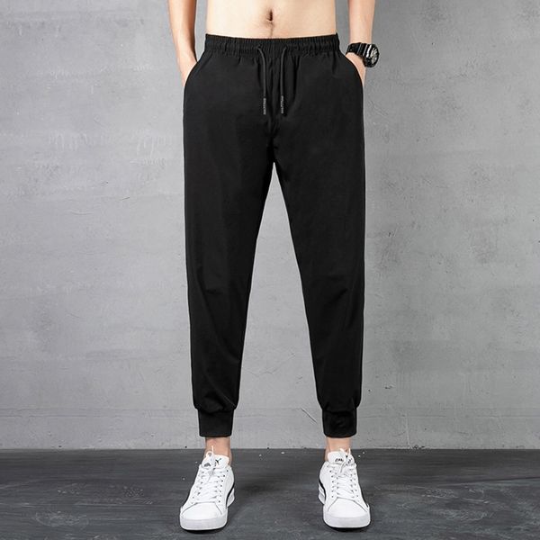 

men's korean fashion summer thin pantswork clothes casual pants sports boysnine point loose ice silk quick drying work clothes casual p, Blue