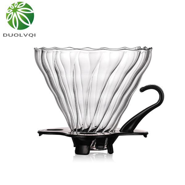 

practical cup reusable glass heat resistant drip filter funnel durable coffee accessories q0109