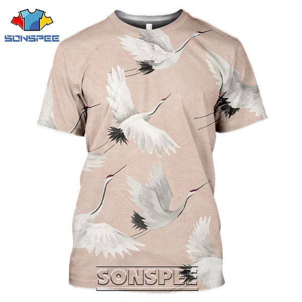 

crane chinese style painting bird 3d print shirts comics anime plus size men clothing