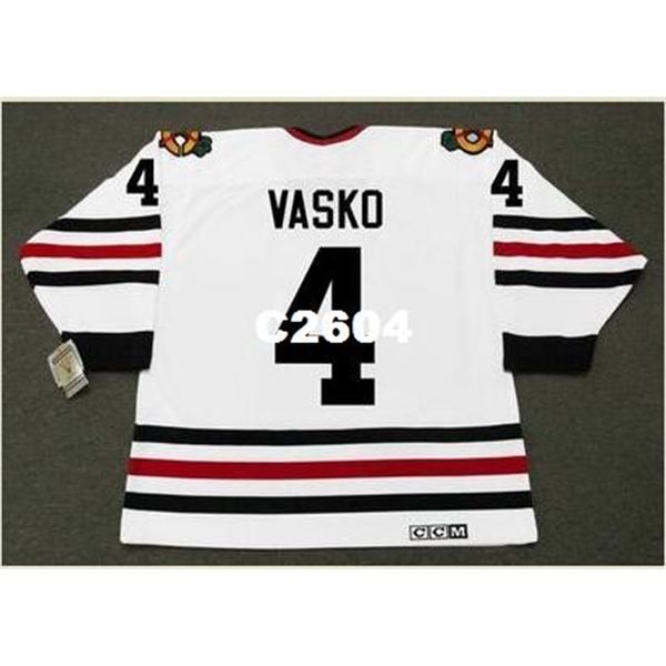 

mens #4 elmer vasko chicago blackhawks 1965 ccm vintage retro hockey jersey or custom any name or number retro jersey, Black