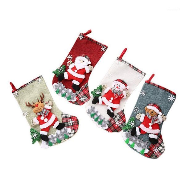 

2020 new christmas stocking creative classic santa snowman reindeer bear 3d stockings toys family holiday christmas stocking1