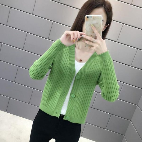 

women 2020 spring autumn knitted cardigan coat female casual v-neck long sleeve crochet knit sweater cardigans ladies g221, White