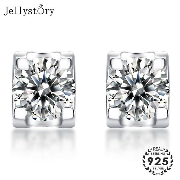 

stud jellystory luxury charm earrings s925 sterling silver 1ct moissanites gemstone fine jewelry for female wedding engagement party, Golden;silver