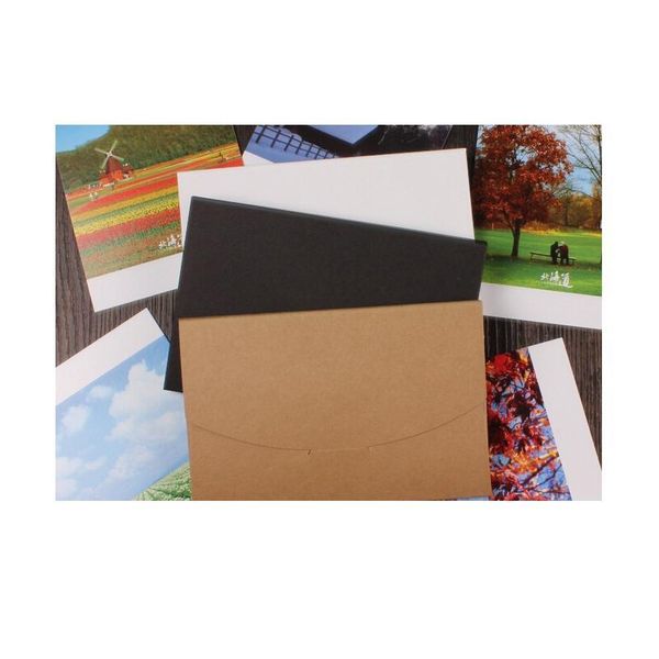 

50pcs vintage blank kraft paper diy multifunction kraft envelope postcard box black package paper 3 col bbyqjp