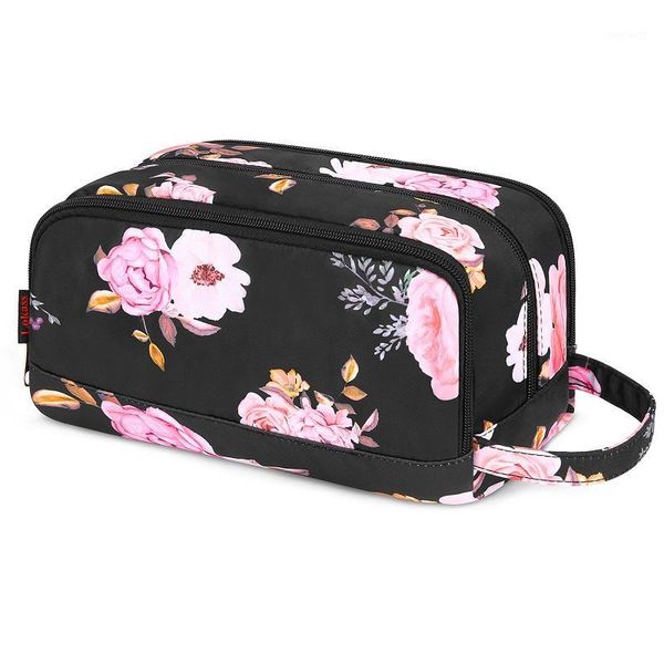 

women fashion peony cosmetic bag portable travel organizer waterproof double layer makeup bag1