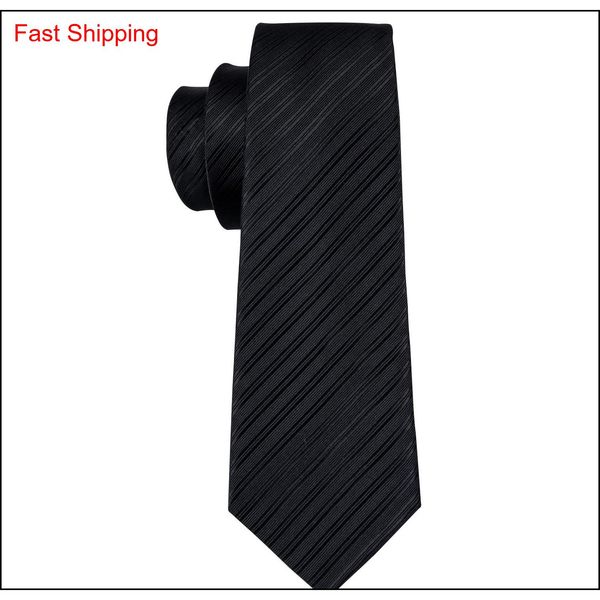 

fast shipping silk ties for men black solid jacquard woven with handkerchief and cuffs wholesale fashion weddin qylmnx beauty888, Black;blue